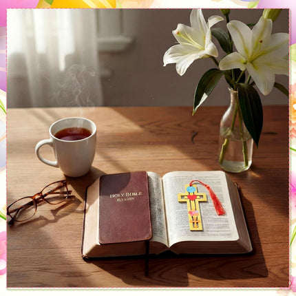 200 Pcs Religious Easter Wooden Cross Bookmarks Craft Kit, 100 Set Blank Crafts Bulk for DIY Sunday School First Communion, Baptism, Church Favors, Unfinished Wood Crosses with Tassels -.