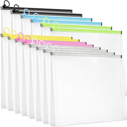 14 Pcs Back to School Clear Plastic Zip Envelope A4 Zipper Document Folder 13 x 9.7In File Expanding Pouch for Paper Pencil Storage Office Supplies (Stylish Colors) Stylish Colors -.
