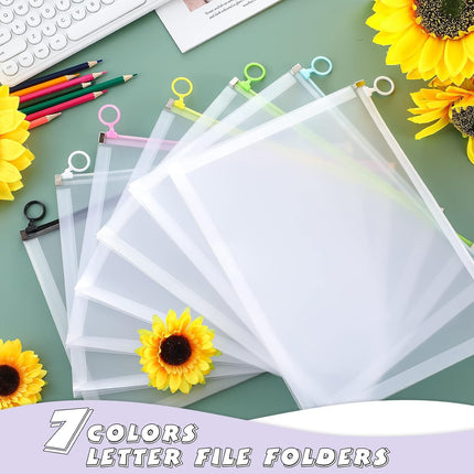 14 Pcs Back to School Clear Plastic Zip Envelope A4 Zipper Document Folder 13 x 9.7In File Expanding Pouch for Paper Pencil Storage Office Supplies (Stylish Colors) Stylish Colors -.