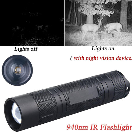 IR LED Illuminator Flashlight Zoomable 940nm Infrared Night.