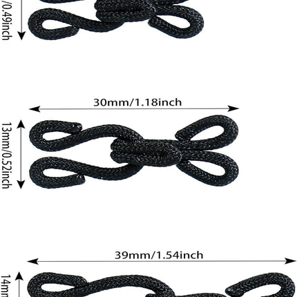 30 Pcs Sewing Hook and Eye Closure Fur Hooks Eyes for Crafts Clothing Locks Bras Coats DIY Craft Projects Pet (Black) BLACK.