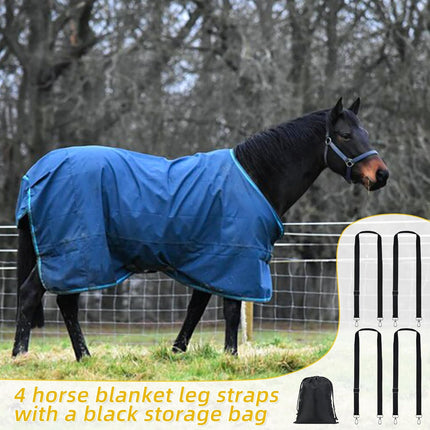 Horse Blanket Leg Straps, Elastic Belly Replacement Straps with Metal Double Swivel Snaps, 4 Pieces, Adjustable Length from 25.5" to 51".