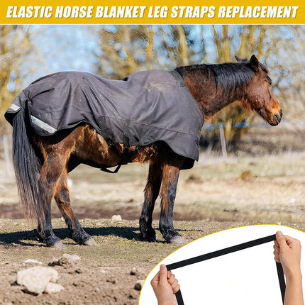 Horse Blanket Leg Straps, Elastic Belly Replacement Straps with Metal Double Swivel Snaps, 4 Pieces, Adjustable Length from 25.5" to 51".