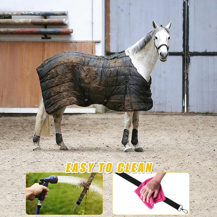 Horse Blanket Leg Straps, Elastic Belly Replacement Straps with Metal Double Swivel Snaps, 4 Pieces, Adjustable Length from 25.5" to 51".