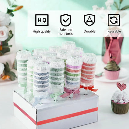 80 pcs Round Shape Clear Push-Up Cake Pop Shooter (Push Up Pops) Plastic Containers with Lids, Base & Sticks.