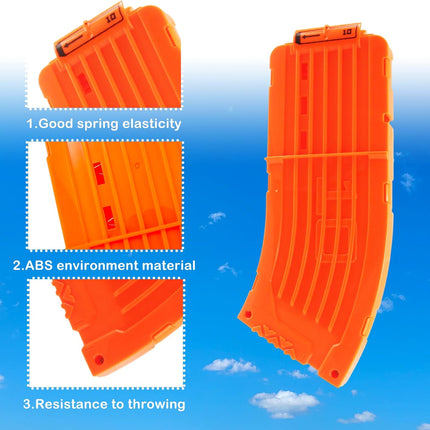 10 Darts Curved Magazine Quick Reload Clip Compatible for Nerf Elite (Orange, 2Pcs) 2pcs Orange.