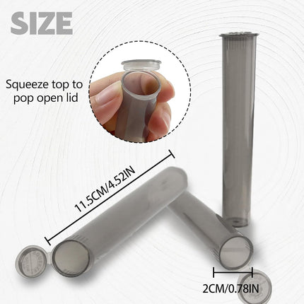116mm 6pcs Waterproof Cigarette Storage Tubes Squeeze Bottles with Caps Airtight Sealing Plastic Container Protect Pre-Roll Cigarettes Cigarillos (Gray Transparent).