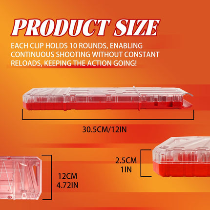 10 Darts Quick Reload Clips Compatible for Nerf Mega Motostryke Blaster Foam Dart Magazines Enhanced Blasting Fun Kids (Translucent Red).