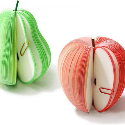 2 Pack 3D Fruit Shaped Non-Sticky Notes, Apple & Pear Sticky Memo Pads, Creative Desk Decoration Notebooks for Office, School, Planner, Journal, Prezzie.