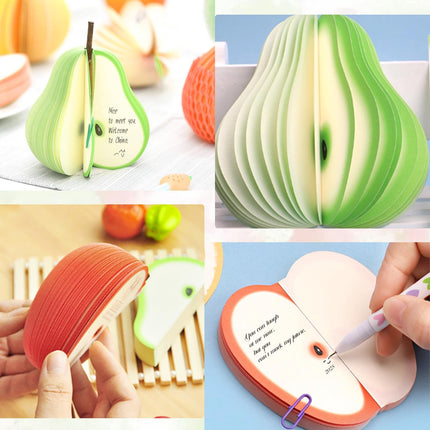 2 Pack 3D Fruit Shaped Non-Sticky Notes, Apple & Pear Sticky Memo Pads, Creative Desk Decoration Notebooks for Office, School, Planner, Journal, Prezzie.