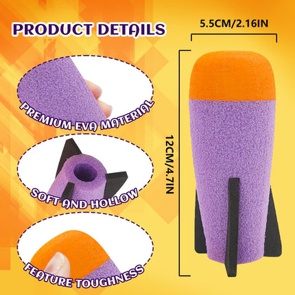 Missile Filled Foam Rocket Launcher Compatible for Nerf N-Strike Elite Series 10pcs,purple.