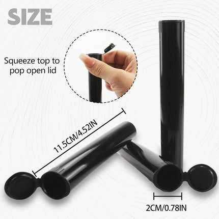 116mm 16pcs Waterproof Cigarette Storage Tubes Squeeze Bottles with Caps Airtight Sealing Plastic Container Protect Pre-Roll Cigarettes Cigarillos (Black).