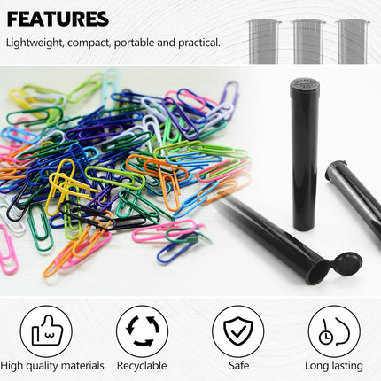 116mm 16pcs Waterproof Cigarette Storage Tubes Squeeze Bottles with Caps Airtight Sealing Plastic Container Protect Pre-Roll Cigarettes Cigarillos (Black).