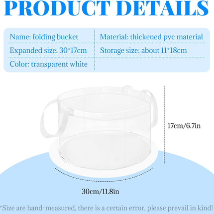12L Collapsible Water Storage Bucket, Multi-Purpose Portable Folding Wash Basin, PVC Laundry Bag with Handle for Camping, Hiking, Washing Clothes, Vegetables, and Drinks(Transparent).