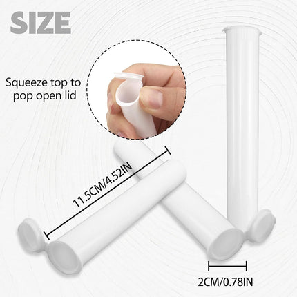 116mm 6pcs Waterproof Cigarette Storage Tubes Squeeze Bottles with Caps Airtight Sealing Plastic Container Protect Pre-Roll Cigarettes Cigarillos (White).