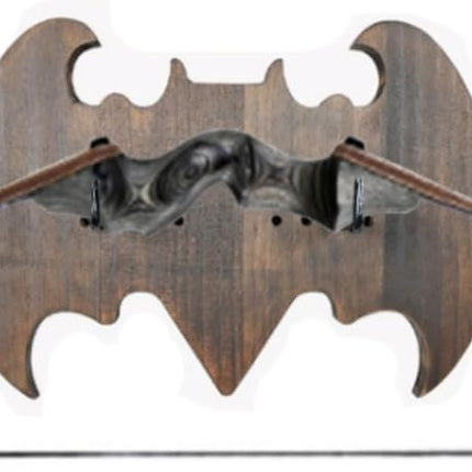 Walnut Solid Wood Sword Wall Rack - Bat-Shaped Mount Storage Display Stand for Swords/Bows/Axes/Daggers Universal Wall-Mounted Holder with Adjustable Hook.
