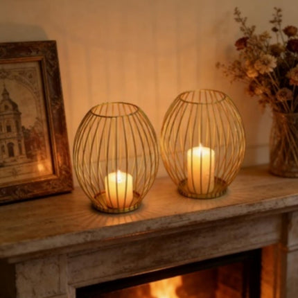 Metal columnar candlesticks, Iron Lantern Decorations, Modern Farmhouse Decor, Suitable for Living Rooms, Homes, Indoors, Outdoors, Tables, and Mantel Decorations.