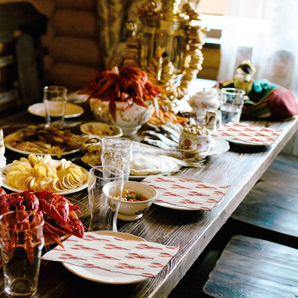 100 Count Crawfish Guest Napkins 2 Ply Disposable Lobster Napkin for Summer Dinner Picnic Barbecue Craw Fish Cocktail Luncheon Wedding Holiday Birthday Supplies, 13 x Inch.