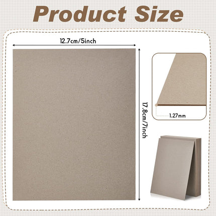 20 Pcs Book Board, Binders Board Chipboard Designer Bookboard Kraft Heavy Duty Sheets Bookbinding Supplies for Binding Cover (Gray, 7 x 5 Inch 50PT) Gray 50PT.