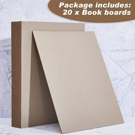 20 Pcs Book Board, Binders Board Chipboard Designer Bookboard Kraft Heavy Duty Sheets Bookbinding Supplies for Binding Cover (Gray, 7 x 5 Inch 50PT) Gray 50PT.
