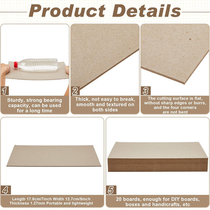 20 Pcs Book Board, Binders Board Chipboard Designer Bookboard Kraft Heavy Duty Sheets Bookbinding Supplies for Binding Cover (Gray, 7 x 5 Inch 50PT) Gray 50PT.