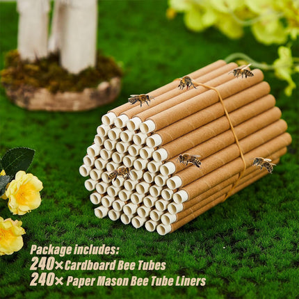 120 Pcs Mason Bee House Tube Refill Cardboard Paper Beekeeper Insert Beekeeping Supplies for Solitary Beehive Garden Pollinator Nest.