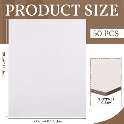 50 Pcs Book Board, Binders Board Chipboard Designer Bookboard Kraft Heavy Duty Sheets Bookbinding Supplies for Binding Cover (White,11 x 8.5 Inch, 22 PT) White 11 PT.