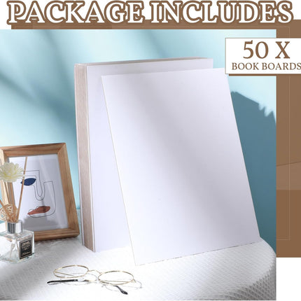 50 Pcs Book Board, Binders Board Chipboard Designer Bookboard Kraft Heavy Duty Sheets Bookbinding Supplies for Binding Cover (White,11 x 8.5 Inch, 22 PT) White 11 PT.