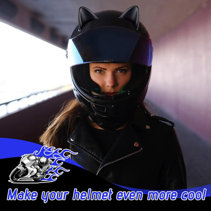 4 Pairs Helmet Devil Horns Motorcycle Accessories Cat Ears Wings with Adhesive Suction Cup Ski Bike for Women Men, Black.