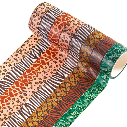 12 Rolls Wild Animal Print Washi Tape Giraffe Leopard Masking Stickers Adhesive Wrapping Decorative for DIY Art Scrapbooking Craft Planner, 16.4 Ft(15mm)  15mm.