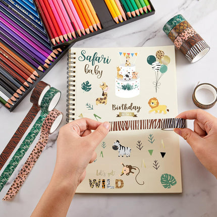 12 Rolls Wild Animal Print Washi Tape Giraffe Leopard Masking Stickers Adhesive Wrapping Decorative for DIY Art Scrapbooking Craft Planner, 16.4 Ft(15mm)  15mm.