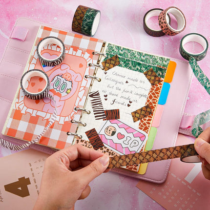 12 Rolls Wild Animal Print Washi Tape Giraffe Leopard Masking Stickers Adhesive Wrapping Decorative for DIY Art Scrapbooking Craft Planner, 16.4 Ft(15mm)  15mm.