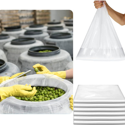 6 Pack Clear Heavy Duty Plastic Drum Liners Large Thick Food Storage Bag for Vegetable Marinating Brining Lawn Outdoor Industrial Pail Liner 5.5 Mil Bucket (55 Gallon)  55 Gallon.