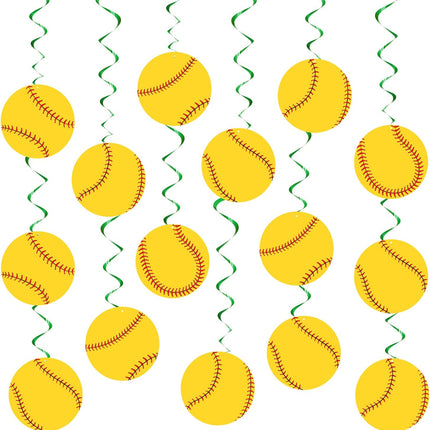 30 Pieces Softball Party Decoration Swirls Sports Hanging Swirl Decorations Birthday Supplies Sport Theme Ceiling Streamers for Fans Club.