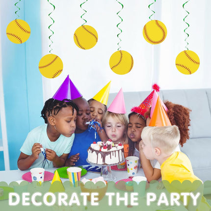 30 Pieces Softball Party Decoration Swirls Sports Hanging Swirl Decorations Birthday Supplies Sport Theme Ceiling Streamers for Fans Club.