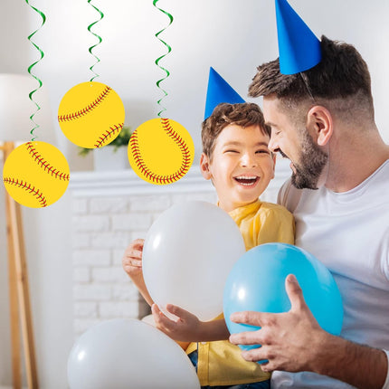30 Pieces Softball Party Decoration Swirls Sports Hanging Swirl Decorations Birthday Supplies Sport Theme Ceiling Streamers for Fans Club.