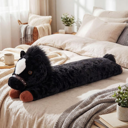 47 Inches Giant Horse Stuffed Animal Weighted Oversized Black Plush Toys Soft Hugging Pillow Bedroom Decor Backrest for Accent Chairs Birthday Gift Kids Boys Girls Adults.