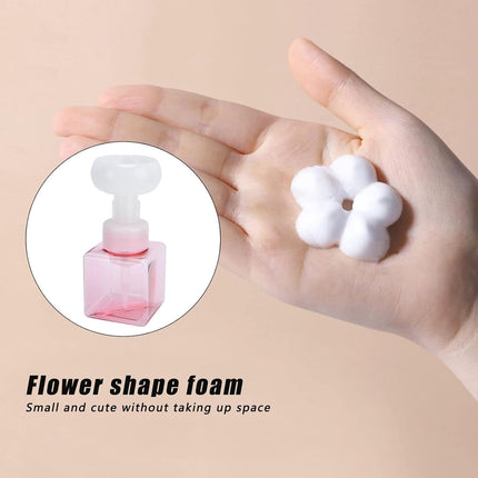 Foaming Soap Dispenser, Flower Shape Clear Plastic Pump Bottle Decorative Foam Dispenser Refillable Container for Liquid Soap(Pink).