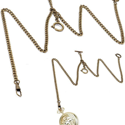 T Bar Pocket Watch Chain, Antique Style Double Albert Chain 44cm Classic Curb Link Key Chain(Bronze).