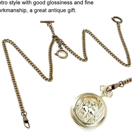 T Bar Pocket Watch Chain, Antique Style Double Albert Chain 44cm Classic Curb Link Key Chain(Bronze).