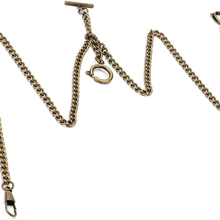 T Bar Pocket Watch Chain, Antique Style Double Albert Chain 44cm Classic Curb Link Key Chain(Bronze).