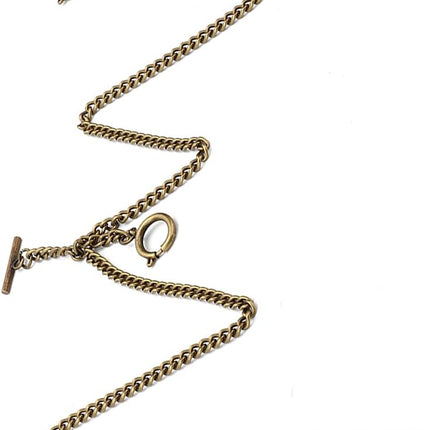 T Bar Pocket Watch Chain, Antique Style Double Albert Chain 44cm Classic Curb Link Key Chain(Bronze).
