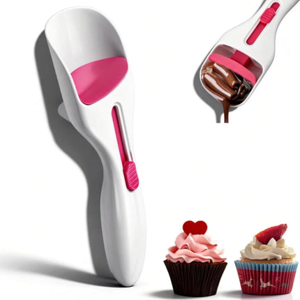 Cupcake Batter Scoop, Scoop Dispenser Sliding Button Baking Cake Dispensing Spoon for Baking, Pastry & Decorating.