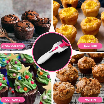 Cupcake Batter Scoop, Scoop Dispenser Sliding Button Baking Cake Dispensing Spoon for Baking, Pastry & Decorating.
