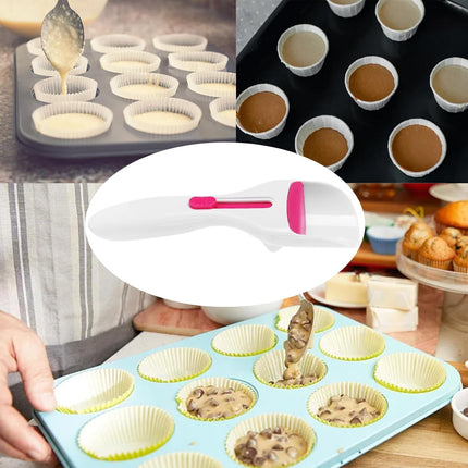 Cupcake Batter Scoop, Scoop Dispenser Sliding Button Baking Cake Dispensing Spoon for Baking, Pastry & Decorating.