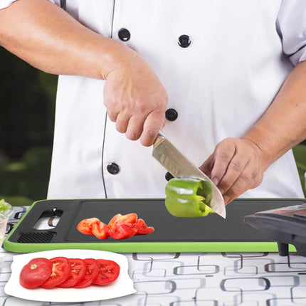 2 in 1 Defrosting Tray, Defrost Cutting Board with Knife Sharpener, Thawing Tray for Frozen Meat, Double Sided Sharpener.
