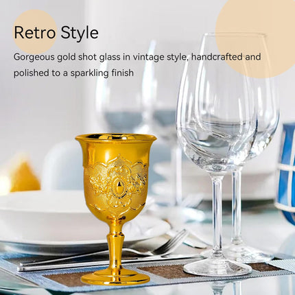 Mini Gold Goblet, 2PCS Altar Chalice 25ml Holy Metal Shot Glasses Wine Cup Medieval Goblet for Liqueur Whiskey, 1.5 x 2.7in.