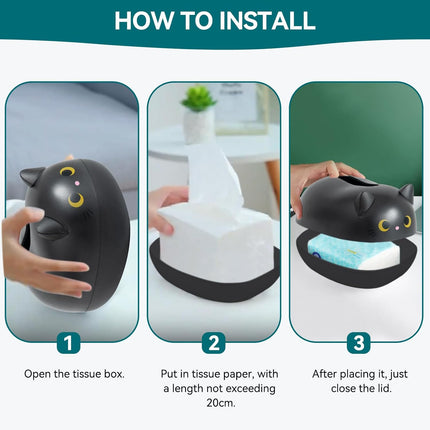 Cat Tissue Dispenser, Cartoon Toilet Paper Holder Dispenser Box with 2 Toothpick for Car Home Bathroom Kitchen Office.