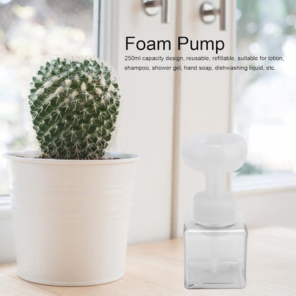 Foaming Hand Soap Dispenser, 250ml Flower Dispenser Shape Refillable Foam Pump Bottle Reusable Plastic Portable Liquid Container for Bathroom (Transparent).