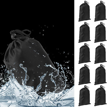 Black Drawstring Bags, 10 PCS Portable Bag Carry Ditty Pouch with Toggle Small Storage for Sports Travel.